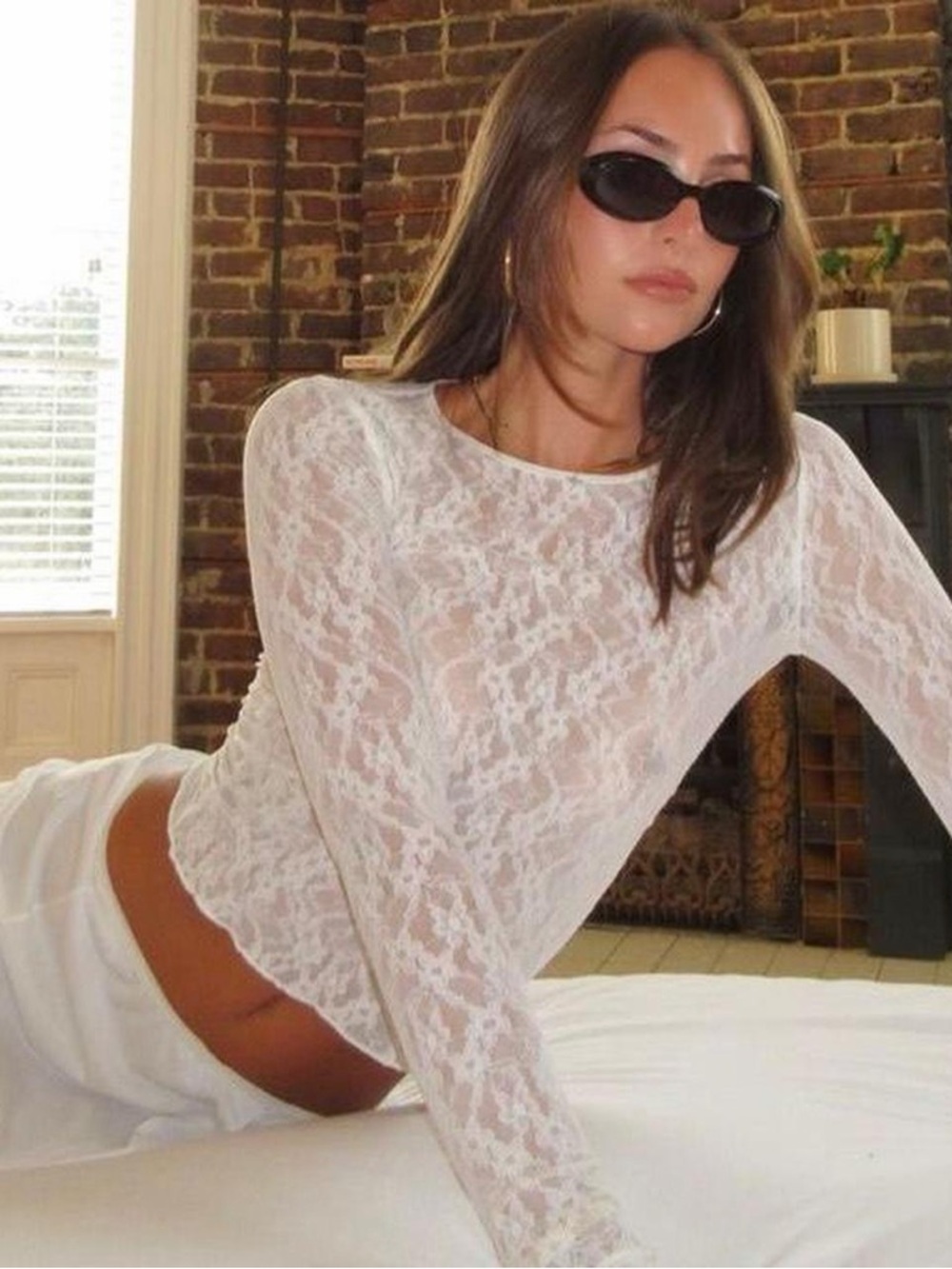 Aritzia Lace Long-Sleeve Top
